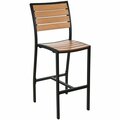 Bfm Seating Largo Outdoor / Indoor Synthetic Teak Black Bar Height Side Chair 163PH102BTBL